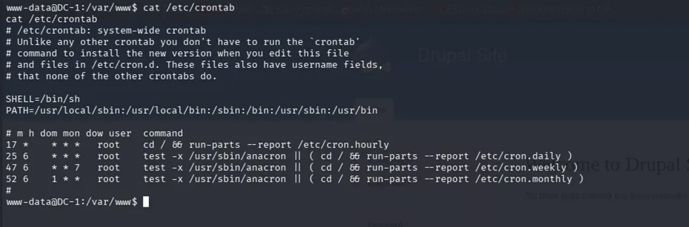 checking /etc/crontab