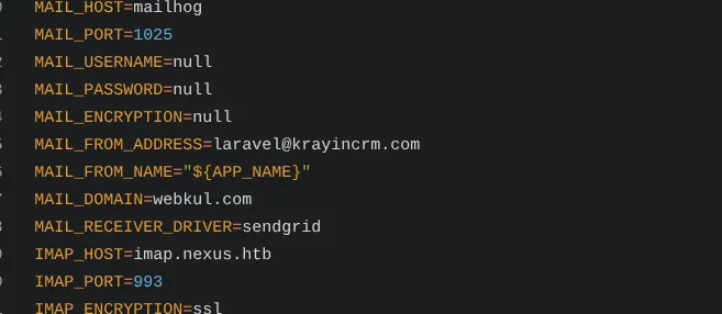 Leaked .env file contents from the Gitea repo
