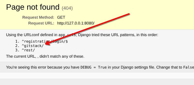 Django 404 page leaking the GitStack URL pattern
