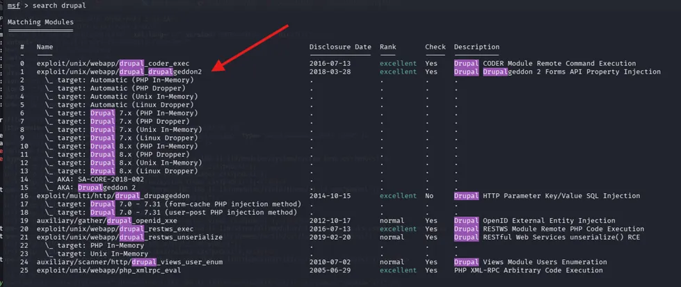 searching for drupal exploits