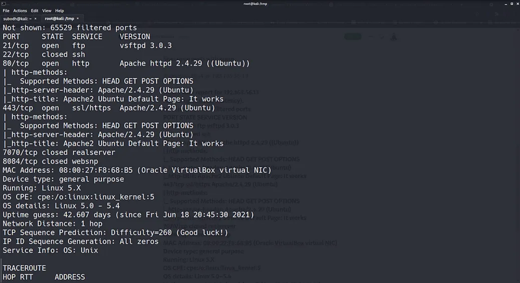 nmap scan results
